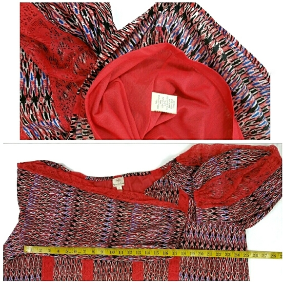 Hot in Hollywood 3X Maya Boho Peasant Lace Top (C) - Picture 6 of 7